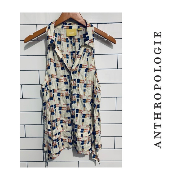 Anthropologie Maeve lipstick print Top 6 - Picture 3 of 5